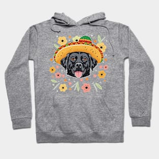 Black Labrador Ready For Fiesta Time Wearing Sombrero Design Hoodie